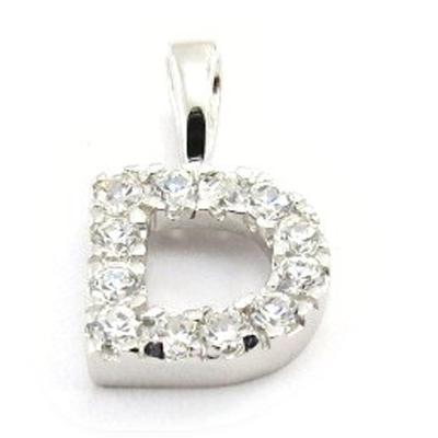[J5290] - White Gold Plated 'Letter D' Pendant