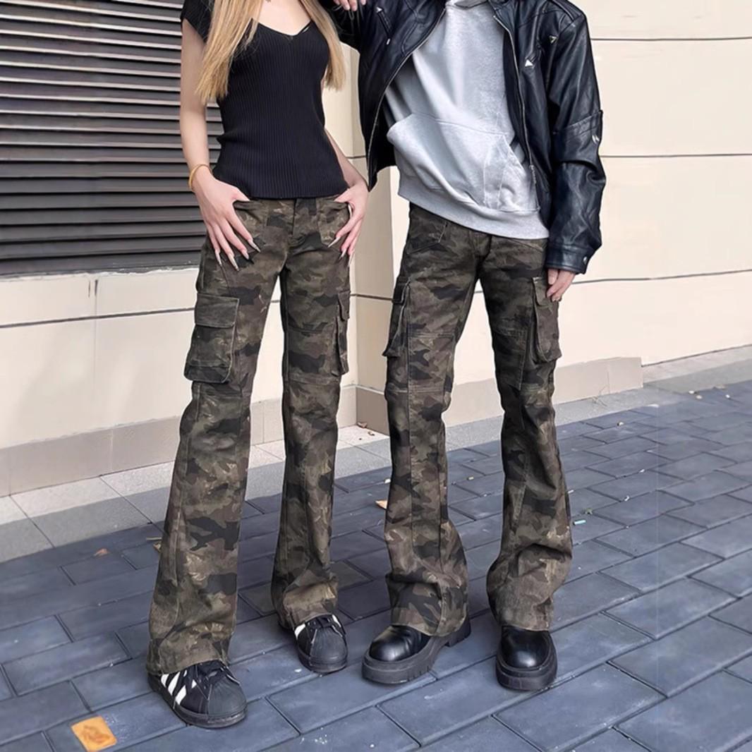 

Women s Spring/Summer 2025 Retro Camouflage Micro-Flare Casual Pants S