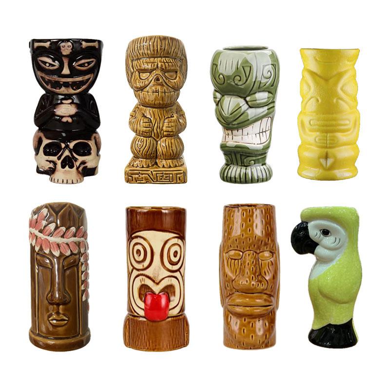 Kubki Tiki w stylu hawajskim Kreatywny kubek do koktajli Ceramiczne kubki Tiki Naczynia barowe Kieliszek do wina Kubki Tiki z Wyspy Wielkanocnej Prezent na Halloween
