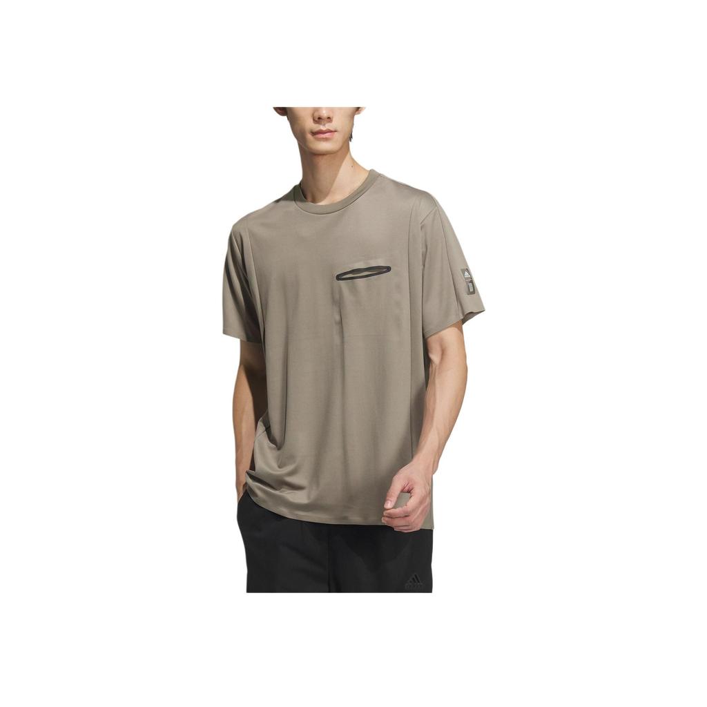 Adidas Wuji Series Cool Comfortable Round Neck Pullover Sports Casual Short Sleeve T-Shirt Men Tops Taupe JI8699