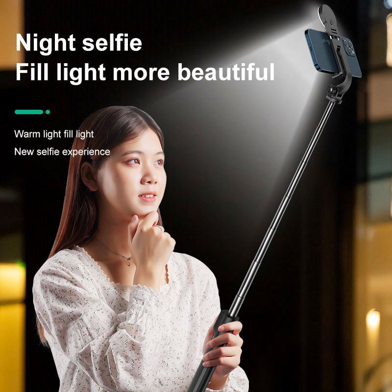 Foldable Tripod Stand Smart Selfie Stick 360 Rotation Camera Pole Portable Cell Phone Holder Stainless Steel ABS
