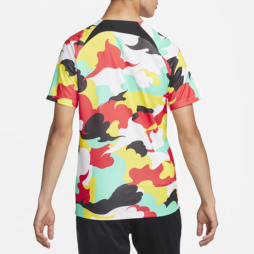 Nike Dri-Fit Abstract Camouflage Print Quick-Dry Soccer T-Shirt Men Tops Yellow DH6519-713