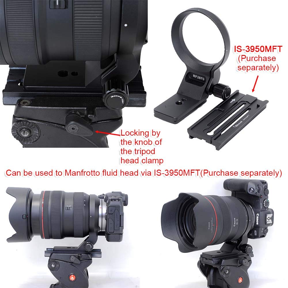 iShoot Metal Camera Tripod Mount Tripod Mount Lens Support Lens Bracket Tripod Socket for Canon RF Quick Release Plate with Screw Holes at the