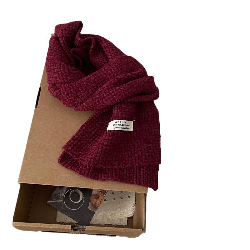 Angola Red Knitted Scarf - Winter Protection, Korean Style, Christmas Shawl for Men & Women