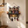Dunkle Ästhetik Wandkunst Halloween Eingangsbereich Schlüsselhalter mit 4 Haken, Hängendes Holzschild, Montierbares handgefertigtes Holzhandwerk Rack für Schlüssel Taschen Und Leinen,