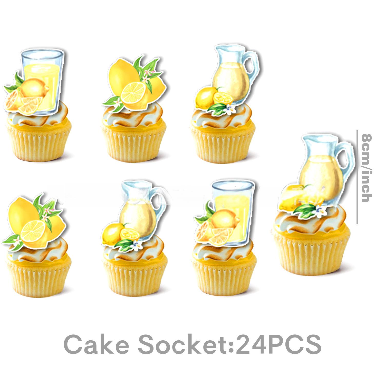 

52pcs Summer Lemon Theme Retro Blue and White Porcelain Disposable Paper Plate Paper Cup Flag Pulling Tablecloth Decoration Set
