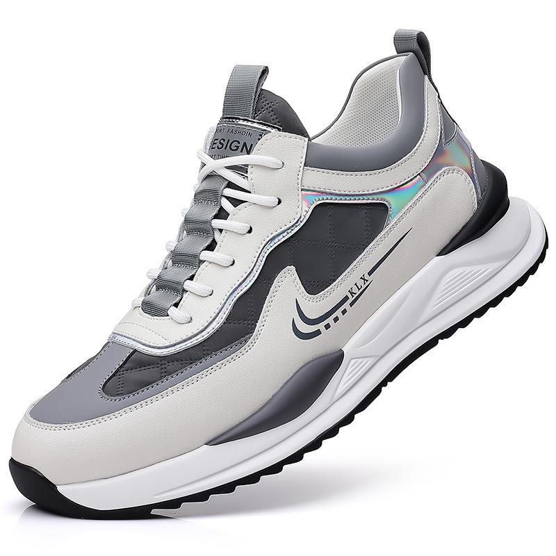 2025 Spring New Men's Sports Shoes Fashion Running Leather Cowhide Men's Shoes Platform Trend Color Matching Dad Shoes