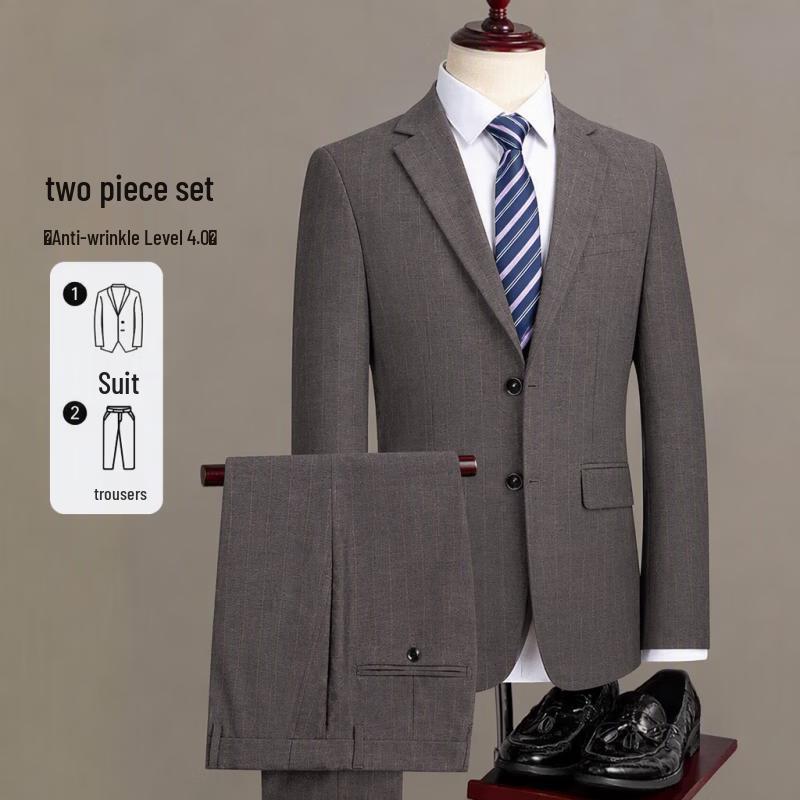Hengyuanxiang Men's Linen Blend Professional Suit Set
