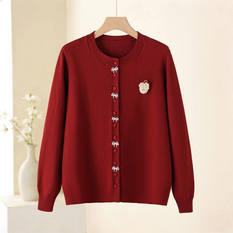 

Mom s Spring Outfit: Age-Defying Stylish Knit Sweater for Middle-Aged Women 4XL