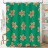 Green Waterproof Shower Curtain Christmas Gingerbread Man Pattern Decorative Bath Liner for Home Bathroom Accessories
