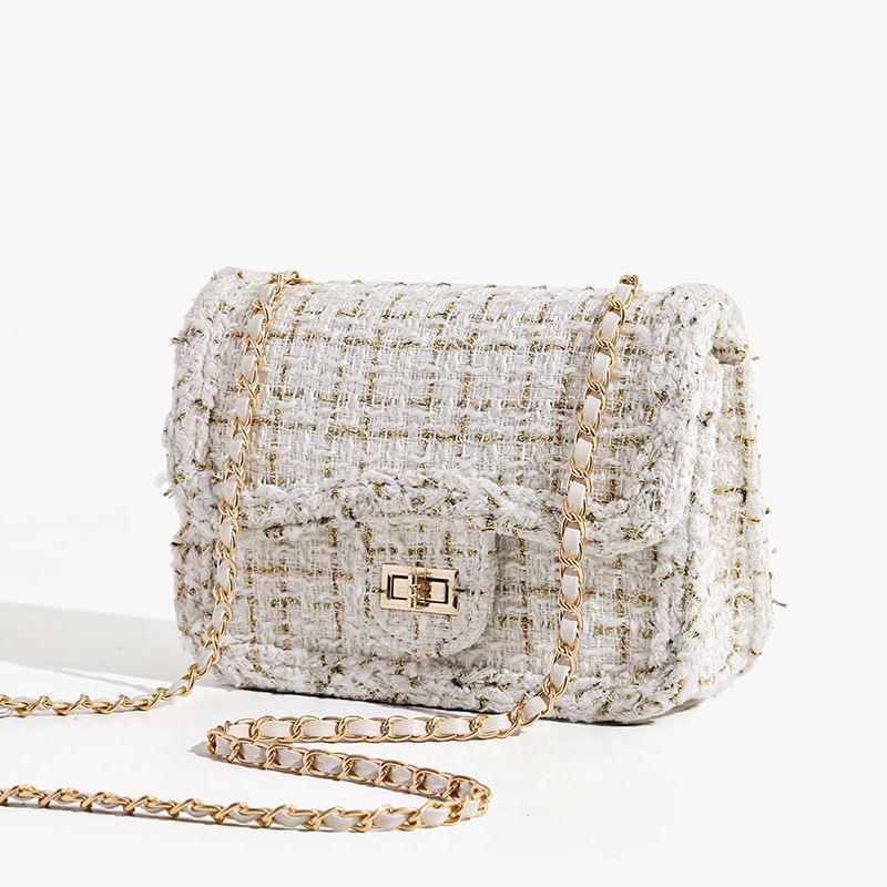 Woven Niche Temperament Light Luxury Small Fragrant Woolen Bag Women's 2025 New Chain Shoulder Messenger Bag