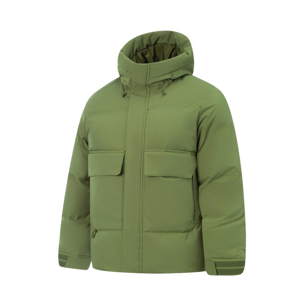 Li Ning CF Suo Solid Color Zipper Hooded Versatile Fashion Casual Down Jacket Men Jacket AYMV529-1