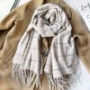 Soft waxy and thick plaid imitation cashmere scarf for women, warm fringed shawl in winter, couple scarf tide