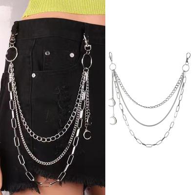 Hosenkette Punk Jeanskette Geldbörse Schmuck Unisex Hosen Ornament Ästhetische Mondkette für Alltag und Partys