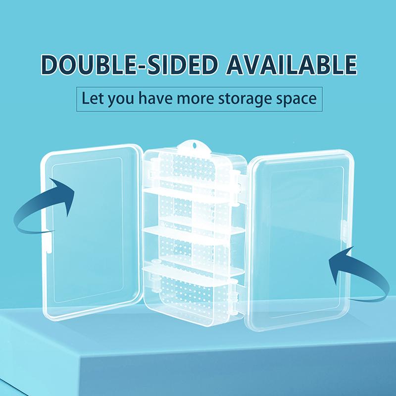 Double-Layer 10 Grids Nail Art Organizer Box Storage Tool Rectangle Plastic Storage Box Beads Clips Container Manicure Salon