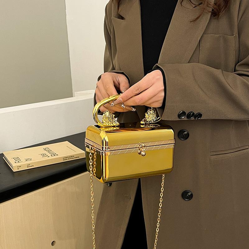 Acrylic box bag women's 2025 new European and American fashion glossy shoulder bag versatile chain messenger dinner bag