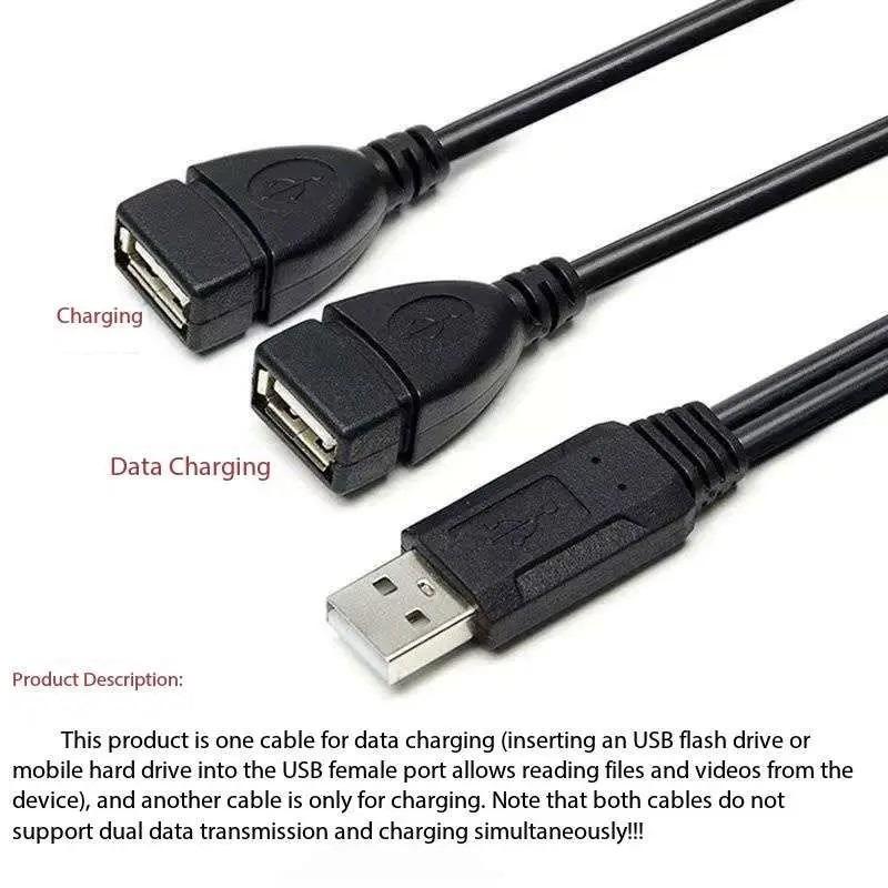 2 in 1 USB 2.0 Cable Double Splitter Adapter One To Two Female To Male Power Extension High Quality