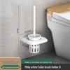 Wall-Mounted Soft Bristle Toilet Cleaning Set with Long Handle and Storage Rack