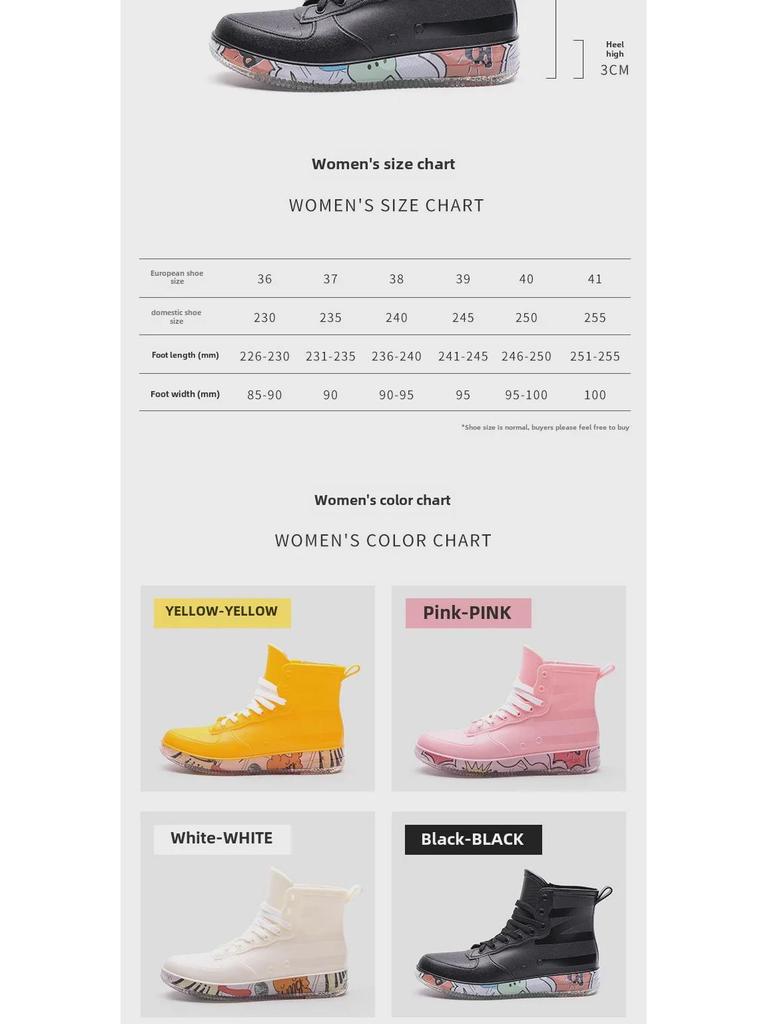 Trendy Waterproof Rain Boots for Women & Couples – Casual, Sporty Rubber Shoes for Work or Leisure
