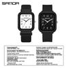 SANDA 50M Waterproof Square Quartz Watch with Quick Release Strap for Students and Civil Servants.