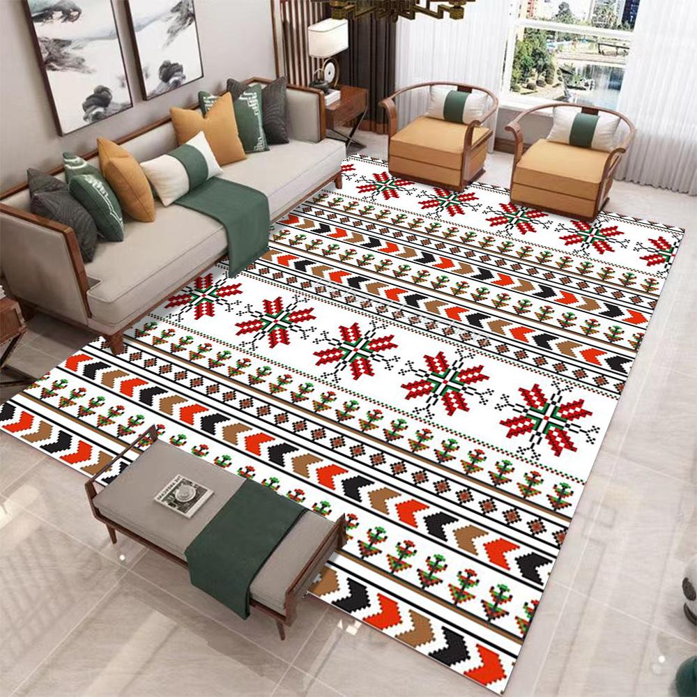 Ethnic Style Carpet Living Room Bedroom Coffee Table Sofa Mat Washable and Stain-Resistant Large Rug Prayer Mat Doormat Floormat