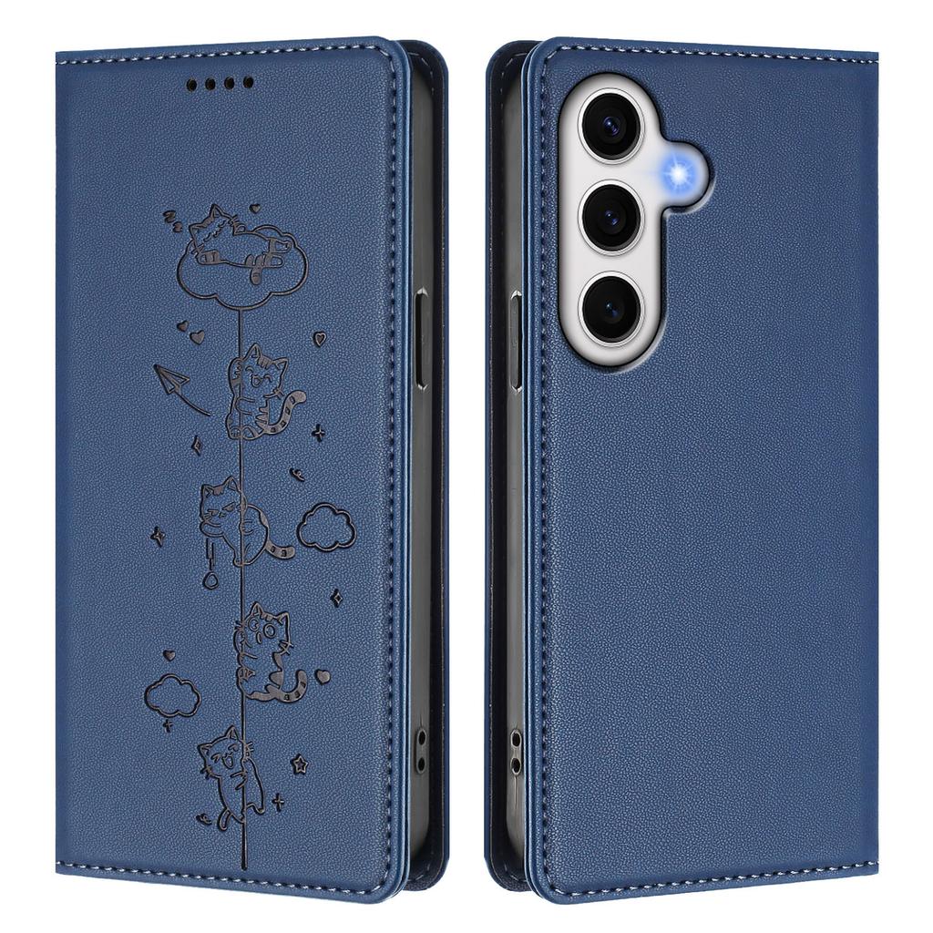 For Samsung Galaxy S24 FE Case RFID Blocking Wallet Stand Imprinted Cat Pattern Leather Phone Cover