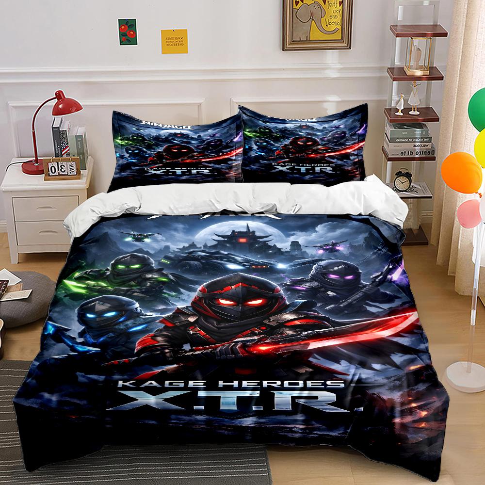 Multiple Sizes Cartoon Ninja Game Printed Bedding Set 1 Duvet Cover 2 Pillowcases Boys Girls Children Luxury Gifts