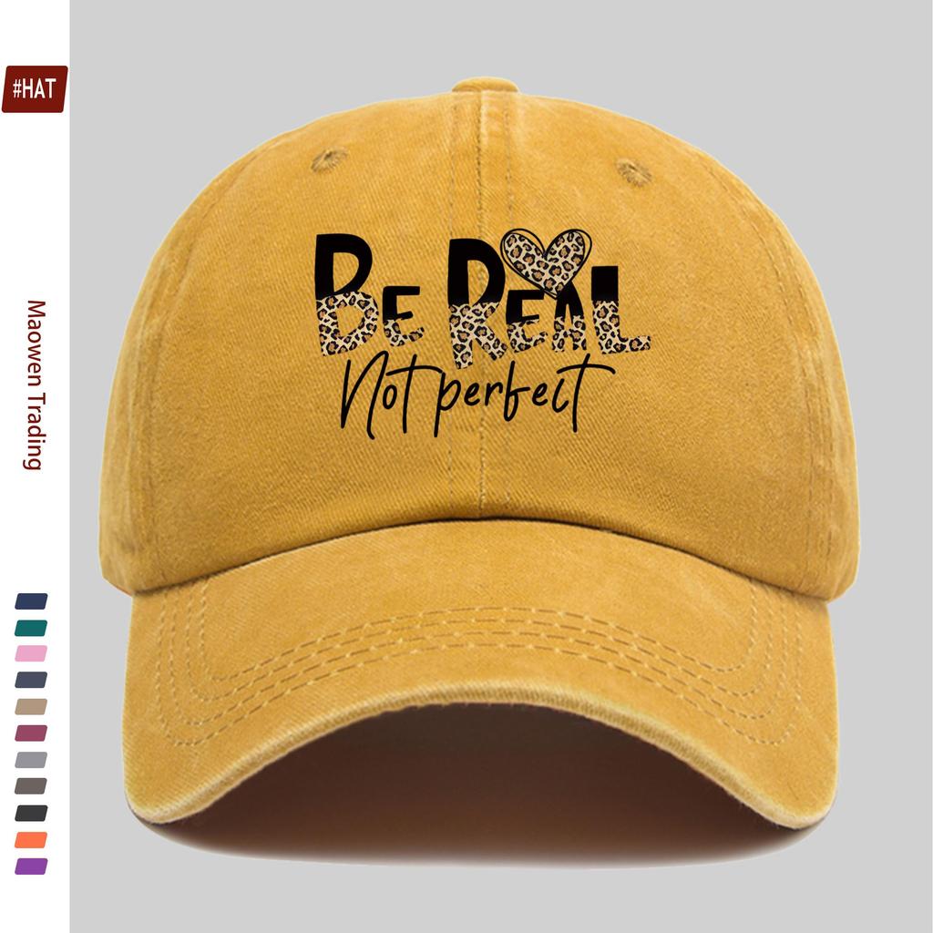 Pc Be Real Not Perfect Leopard Print Letter Pattern Baseball Cap Home Leisure Decor Hat Cartoon Character Printed Papa Cap