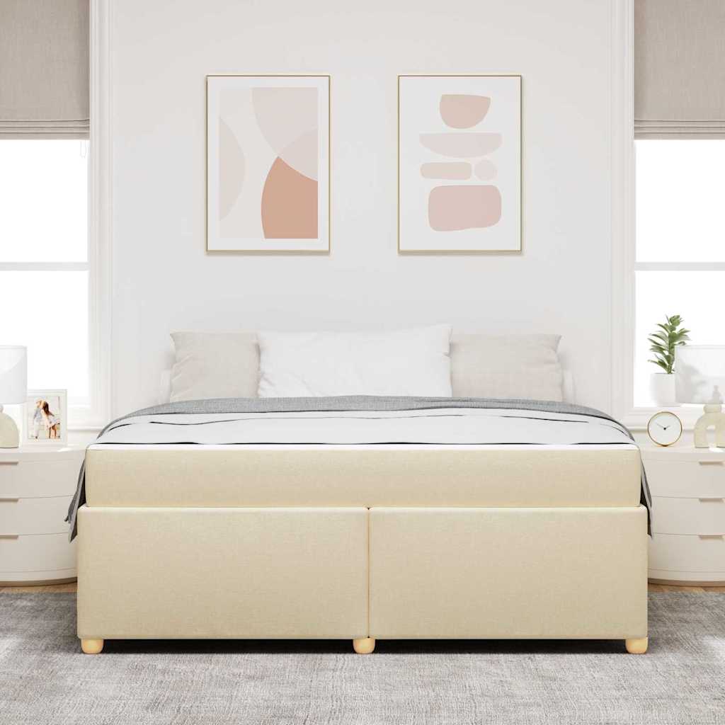 Bed Frame with Mattress Cream 180 x 200 cm Fabric