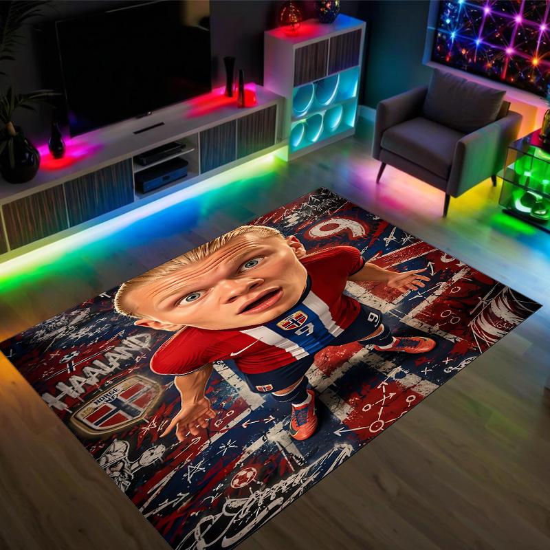 Tappeto in Cristallo di Velluto Design Erling Haaland Accogliente Non?Tappeto Stampato Antiscivolo per Camera da Letto Soggiorno Ingresso