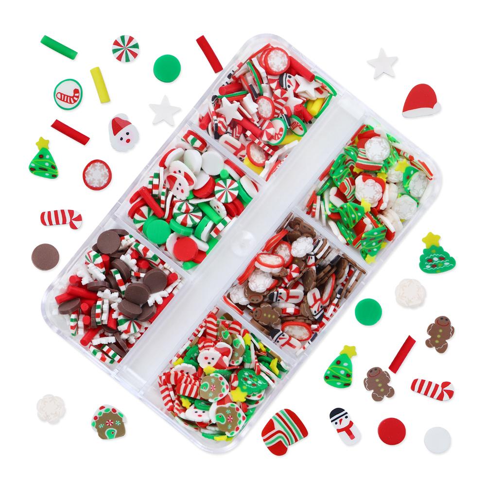 1 Box 3D Christmas Nail Art Charm Parts Polymer Soft Clay Slices Flakes Nails Decoration Parts for Winter Manicure Designs