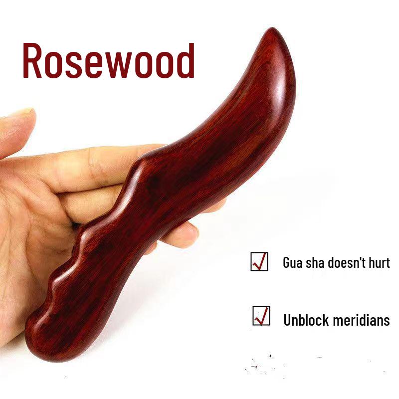 Purple Sandalwood Gua Sha Board for Back Massage and Meridian Scraping.