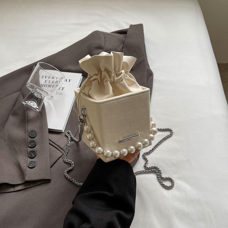 High-end small bag women's 2025 new casual chain bag fashionable and simple shoulder bag pearl messenger bag