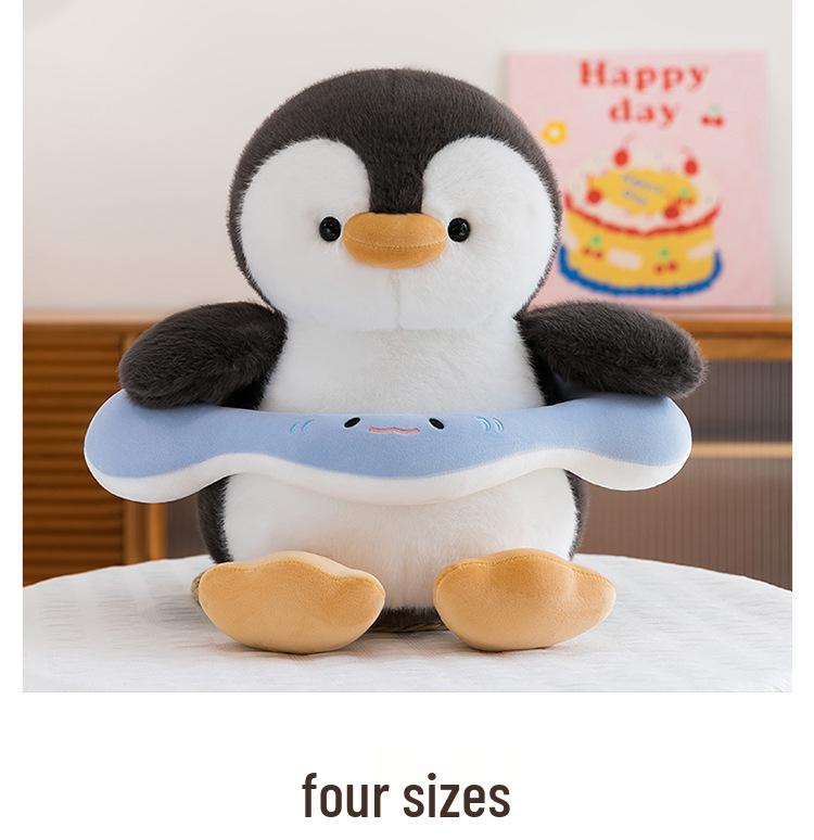 Penguin Plush Toy Cartoon Swim Ring Pillow for Children