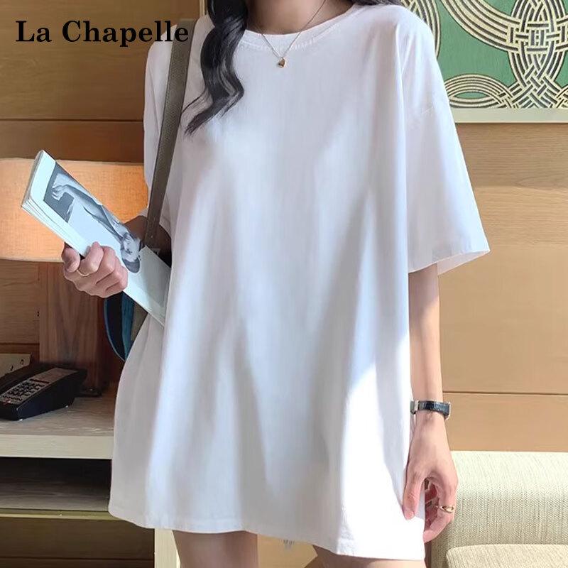 La Chapelle Women s Loose Fit Round Neck Mid-Length Tee M