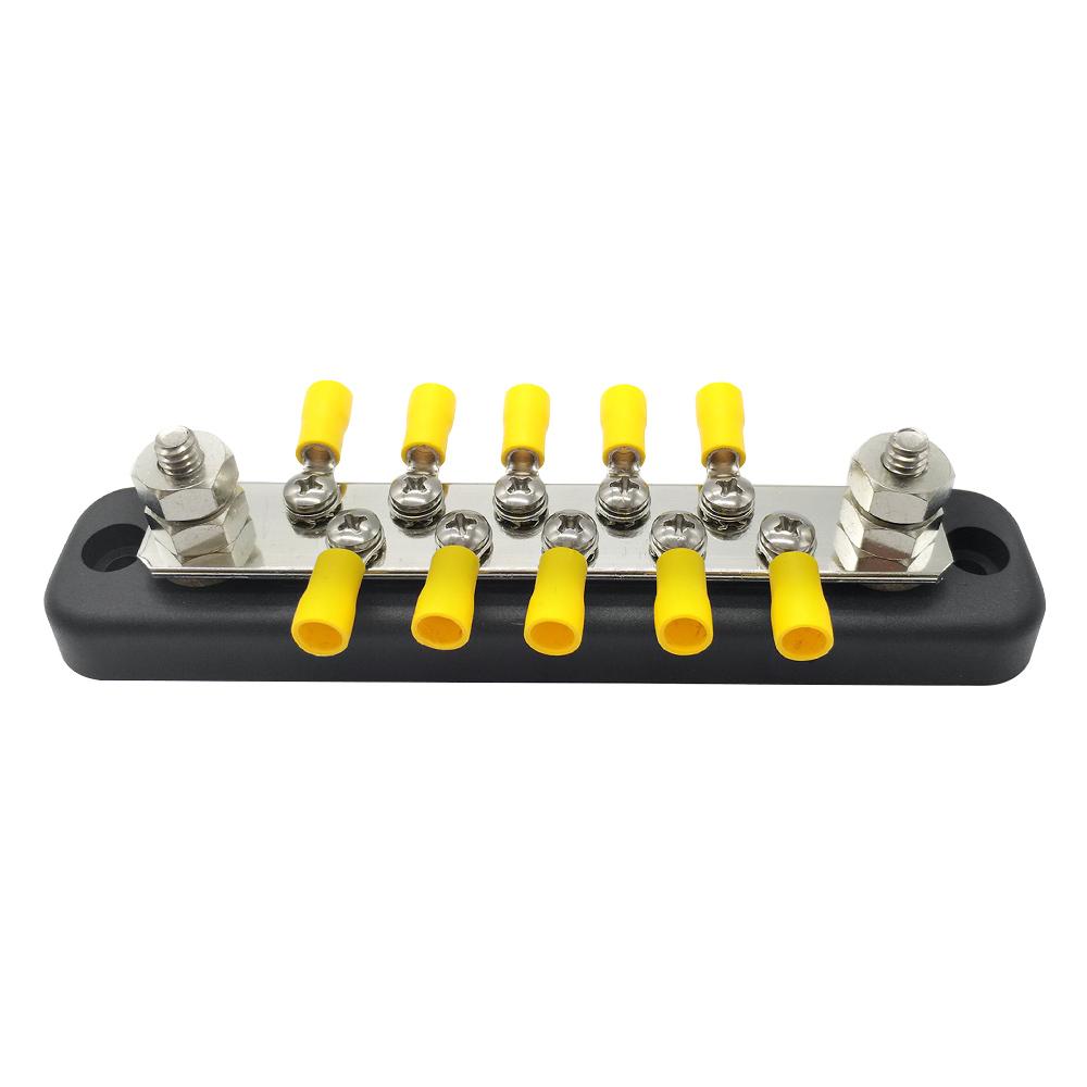 10 Position Screw Terminal Ground Distribution Block, Busbar Kit with Adhesive Ht Shrink Terminals for Harsh Environments, Automotive,