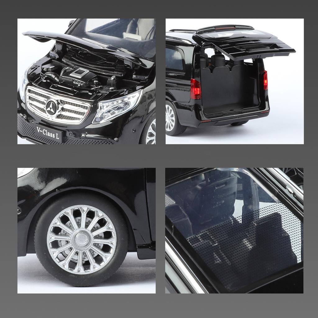 NEU 1/24 Benz V260 MPV Legierungsmodellauto Spielzeug Die-Cast Guss Sound und Licht Rückzieher Auto Spielzeug für Kinder Fahrzeug