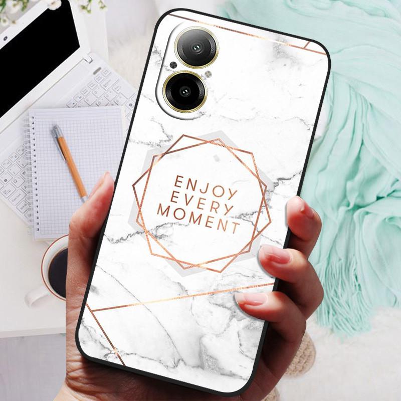 Für Realme C67 4G Hülle RMX3890 Beliebte Blumengemalte Abdeckung Silikon Handyhülle Für Realme C67 C 67 RealmeC67 4G Weiche Taschen Schwarz