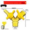Brass Y-Type Gas Hose Three-Way Valve Connector with 4-Point Ventilation Ball Valve Switch.