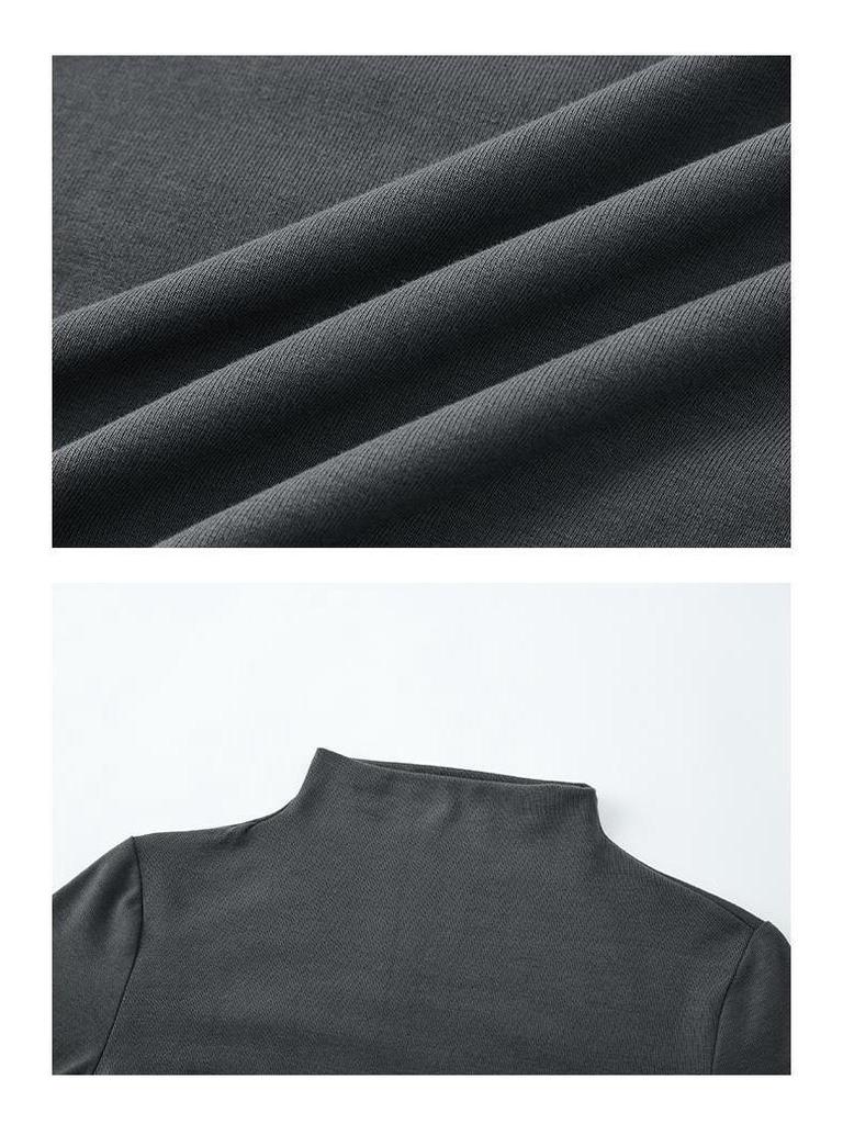 Pleated Slim Fit Long-Sleeve Turtleneck Top for Autumn and Winter