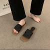 Fashion Retro Square-toed Flat-bottomed Slippers, Women's Summer Wear Fairy Wind Seaside Vacation Beach Sandals