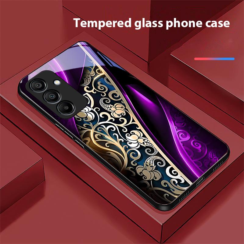 Jinmai Czerwono-Fioletowy Dla Samsung Galaxy A15 5G 54 4G 51 50 24 35 90 71 12 51 53 52S 80 22 34 Czarny Obudowa na Telefon z Hartowanego Szkła