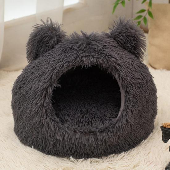 Cozy Burrow Bed for Small Dogs Plush Cat Cave Bed, Warm Enclosed Hideaway, Fluffy Snuggle Sack Pets Tent Indoor Cats Removable Inner Pad Pet House