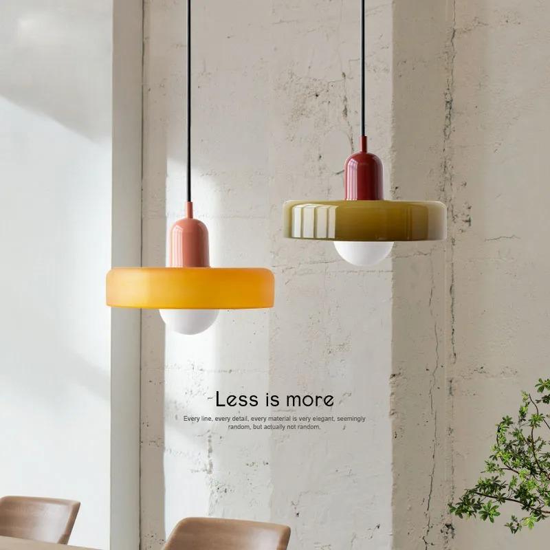 Retro Color Glass Pendent Hanging Lamp Home Decor For Living Dining Bedroom Kitchen Island Suspended Chandelier Furniture E27