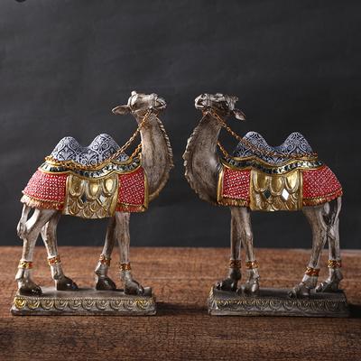 Vintage Couple Camel Miniature Colour Painted Resin Racing Dromedary Figurine Arabian Pet Home Decor Art Ornament Craft Souvenir