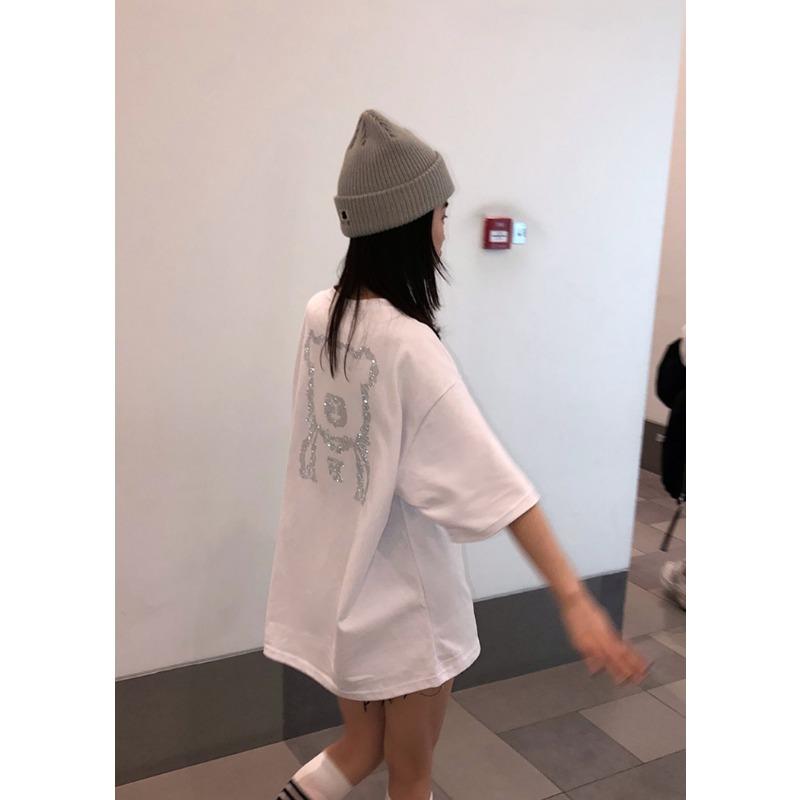 

Футболка с короткими рукавами и рисунком в виде ромба для женщин, летний новый корейский стиль, свободный модный топ XXXL белый