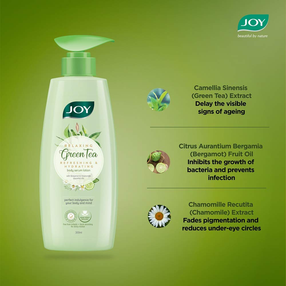 Joy Relaxing Green Tea Body Serum Lotion 300 ml | Hydrating, Refreshing & Quick Absorbing Skin Glow