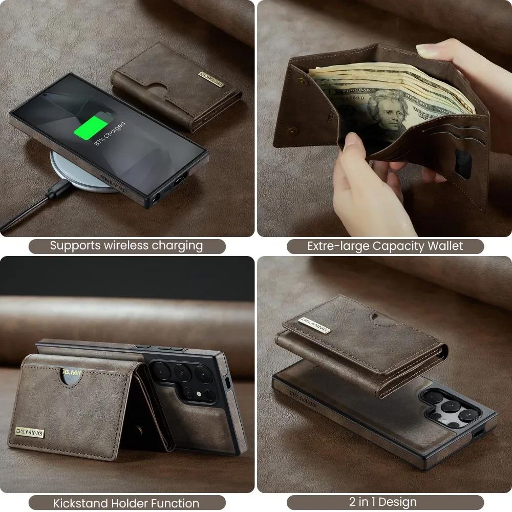 2 in 1 Detachable Magnetic Wallet Case For Samsung Galaxy S25 Ultra S24 S23 S22 Plus For Magsafe RFID Blocking Card Holder Cover
