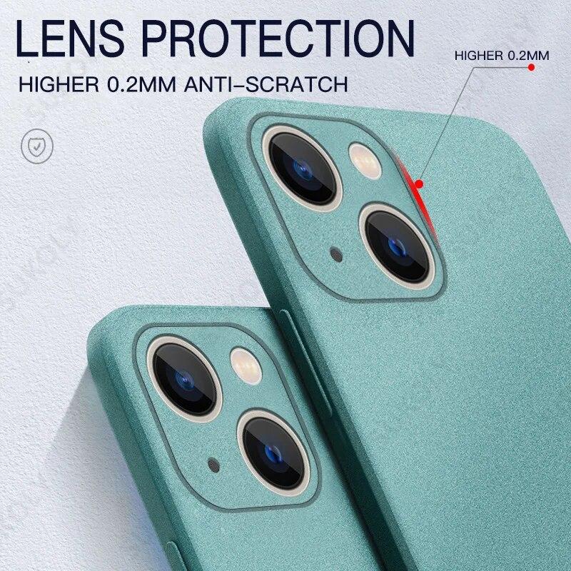 Ultratenký pískovcový matný zadní měkký kryt z TPU pro iPhone 15 Plus 14 11 12 13 Pro Max SE 2020 8 XR XS Max Plus pouzdro na telefon