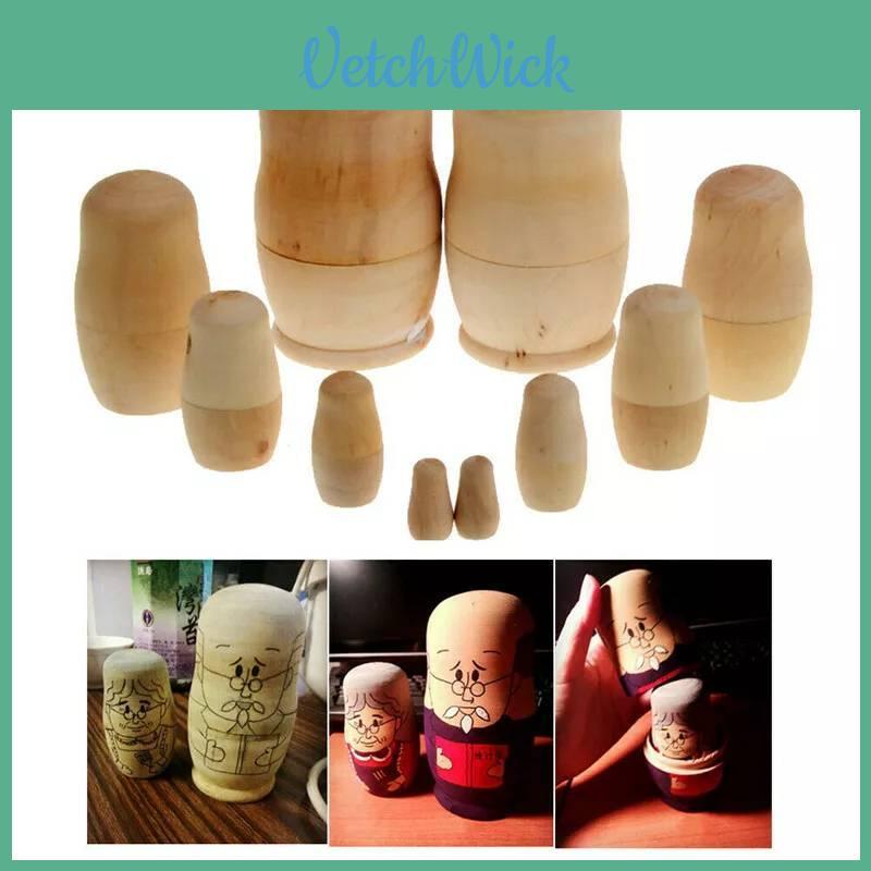 Beautiful Five Layer Russian Nesting Dolls Crafted From Natural Wood For Diy Projects